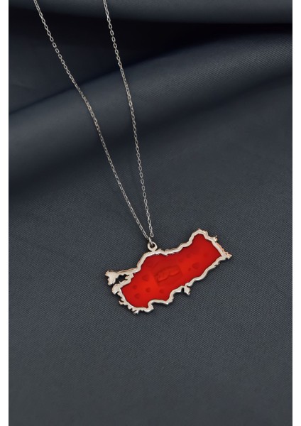 925 Ayar Gümüş Gold-Rose Kaplama Rüya Serisi Cam Boyalı Kâbe-I Şerif, Türkiye Haritası Kolye modelleri