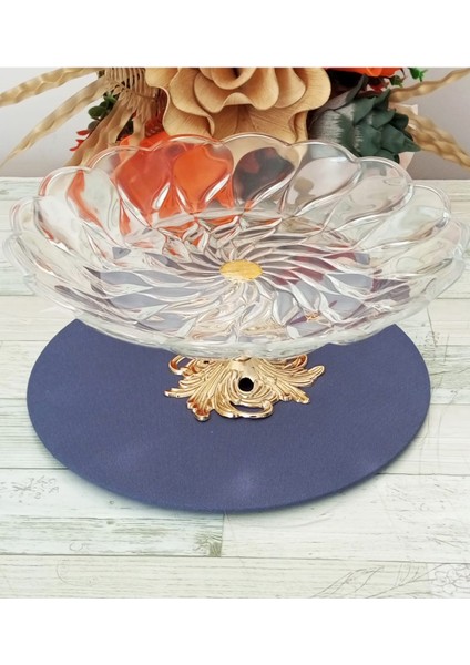 Florance Metal Ayaklı Servis Tabağı Sunum Tabağı 31X31 cm