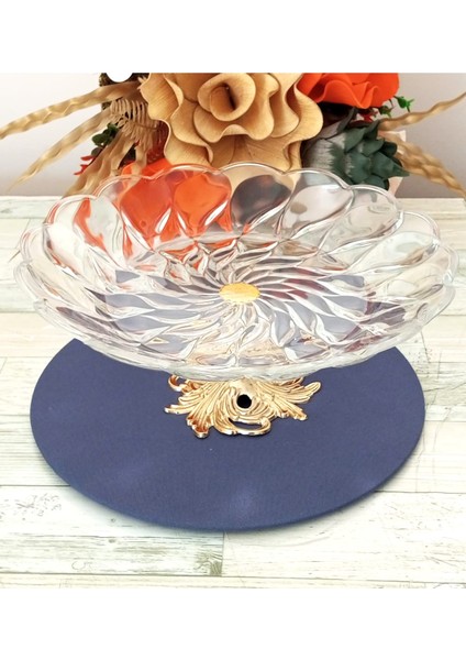Florance Metal Ayaklı Servis Tabağı Sunum Tabağı 31X31 cm