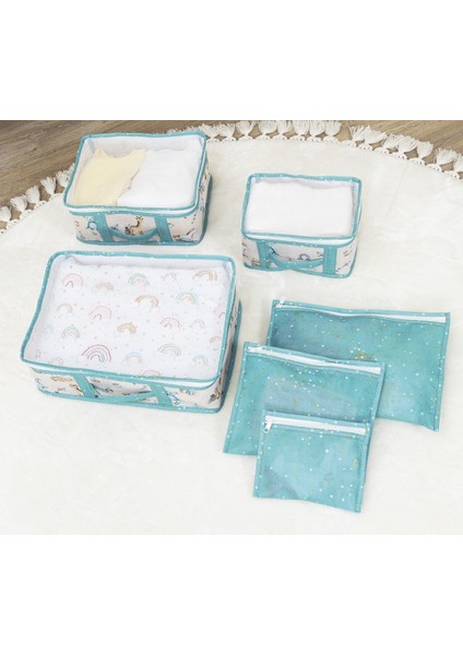 Baby 6'lı Desenli Fileli Bavul Valiz Içi Düzenleyici Çok Amaçlı Organizer (Yeşil) fiyatları