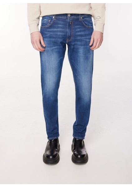 Normal Bel Slim Tapered Erkek Denim Pantolon M1021 009 Medıum Mavi
