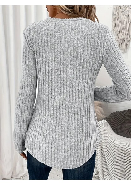 Kadın Uzun Kollu V Yakalı Düğme Detay Şardonlu Kaşkorse Bluz modelleri