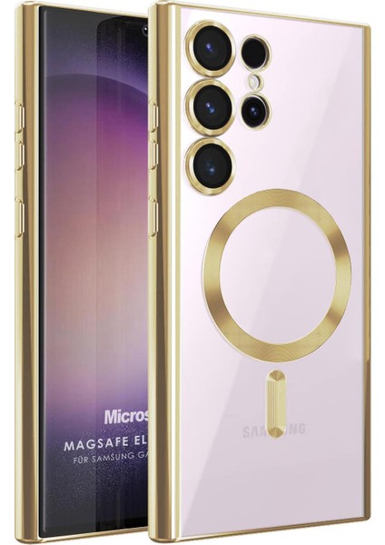 Samsung Galaxy S24 Ultra Kılıf Magsafe Luxury Electroplate Gold