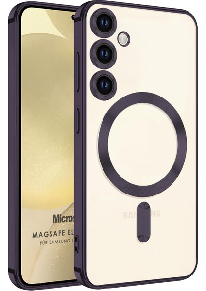 Samsung Galaxy S24 Kılıf Magsafe Luxury Electroplate Mor