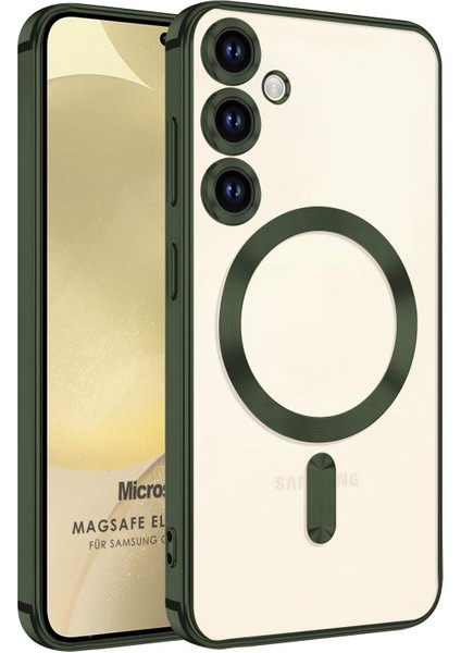 Samsung Galaxy S24 Kılıf Magsafe Luxury Electroplate Koyu Yeşil