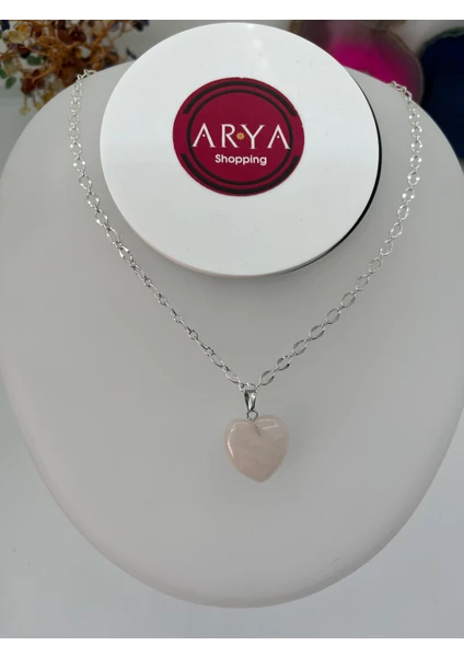 Arya Shop Kolye Pembe Kuvars Doğaltaşlı