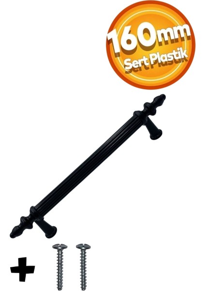 160 mm Siyah Çekmece Kulpları Dolap Mobilya Kulp Sert Polimer Kulpu Vidadahil ( 16 cm ) = 160 mm ( 10 Adet ) fiyatları