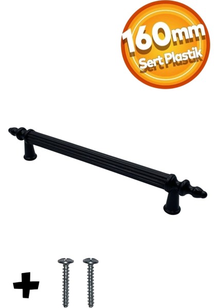 160 mm Siyah Çekmece Kulpları Dolap Mobilya Kulp Sert Polimer Kulpu Vidadahil ( 16 cm ) = 160 mm ( 10 Adet ) indirimleri
