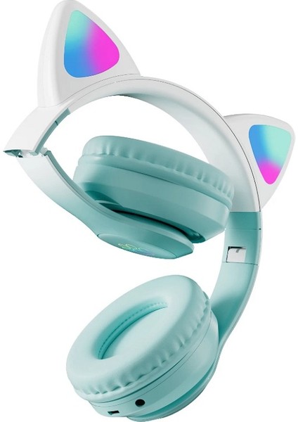 Stn-28 Pro Sevimli Kedi Kulaklı LED Işıklı Katlanabilir Kablosuz Kulaküstü Bluetooth Kulaklık