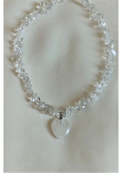 Kristal Kuvars Kalp Kırıktaş Doğaltaş Kolye fiyatları