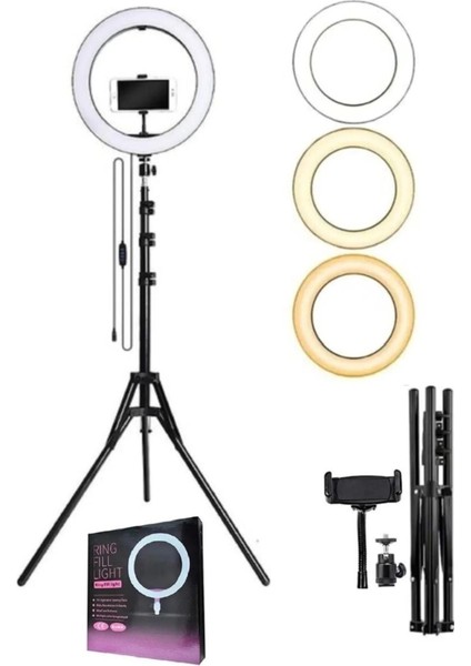 Ring Light Youtube – Tiktok - Selfie - Makyaj Led Işıklı 10 Inç (26 Cm) 210 Cm Tripod