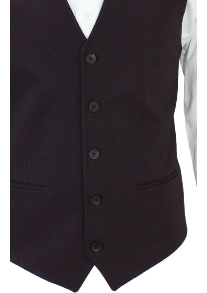 Erkek Yelek V Yaka Bordo Armürlü 50605 fırsatları
