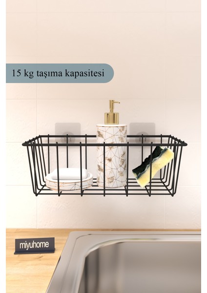 Asılabilir Yapışkanlı Sepet Mutfak Düzenleyici Banyo Rafı Çok Amaçlı Organizer