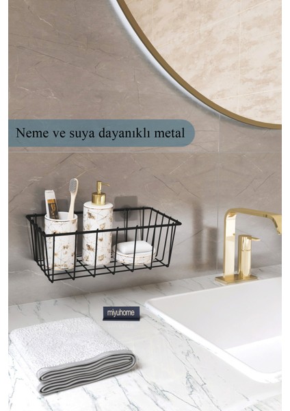 Asılabilir Yapışkanlı Sepet Mutfak Düzenleyici Banyo Rafı Çok Amaçlı Organizer