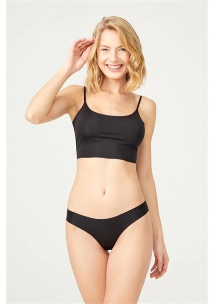 Siyah Klasik Basic Lazer Kesim Kadın Bikini KÜLOT-0462-SİYAH