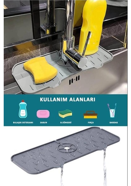 Musluk Lavabo Tezgah Matı Su Tutucu Kaydırmaz Silikon Banyo,mutfak Kurutma Pedi