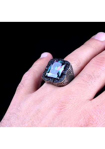 Mistik Topaz ve Mikro Taşlı 925 Ayar Gümüş Yüzük fiyatları