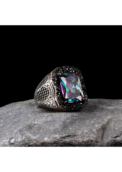Mistik Topaz ve Mikro Taşlı 925 Ayar Gümüş Yüzük modelleri