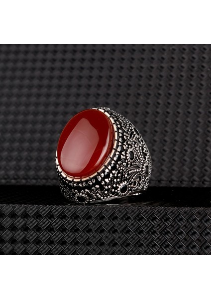 Oval Model Akik Taşlı 925 Ayar Gümüş Yüzük modelleri