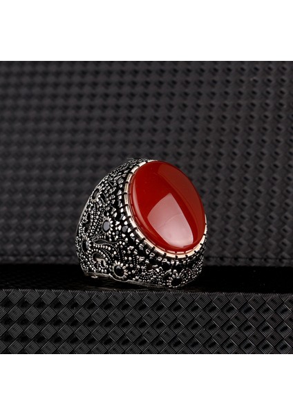 Oval Model Akik Taşlı 925 Ayar Gümüş Yüzük fırsatları