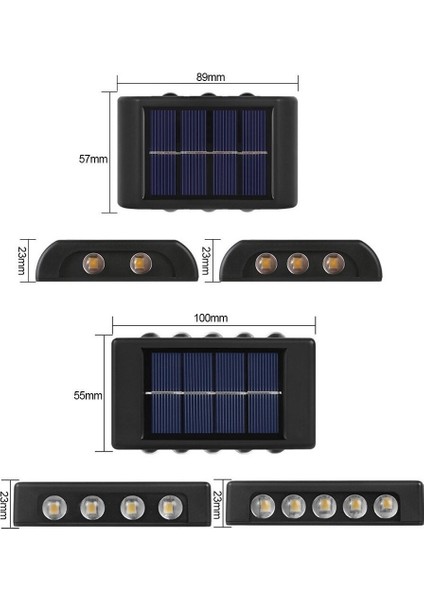 Adm Store 3 Adet Dekoratif Duvara Monteli Gün Işığı Solar Enerjili Aplik LED 6 Ledli