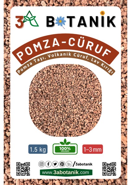 Tarım Pomzası, Kırmızı Pomza Taşı, Volkanik Cüruf, Lav Kırığı, 1-3 Mm, 1,5 kg