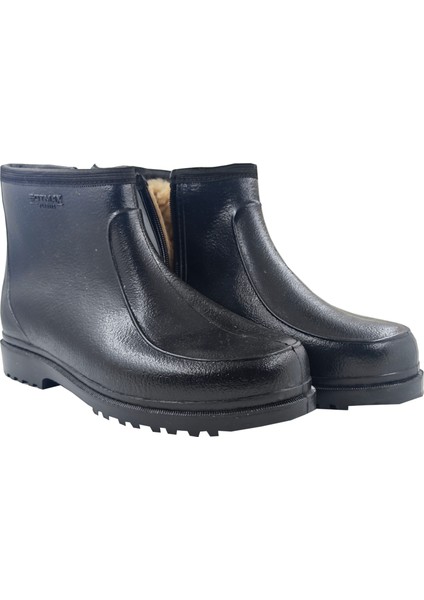 Siyah Yünlü Su Geçirmez Fermuarlı Kısa Lastik Bot fiyatları