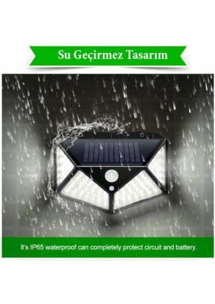 2 Adet Güneş Enerjili Bahçe Aydınlatması Sokak Dış Ortam Solar LED Lamba Su Geçirmez Sensörlü 100 Ledli
