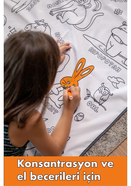 Su Geçirmez Makinada Yıkanabilir Tekrar Boyanabilir Boyama Örtüsü Eğitici Oyun Halısı Matı 100x150 fırsatları