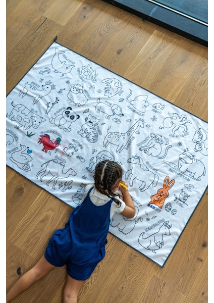 Su Geçirmez Makinada Yıkanabilir Tekrar Boyanabilir Boyama Örtüsü Eğitici Oyun Halısı Matı 100x150 indirimleri
