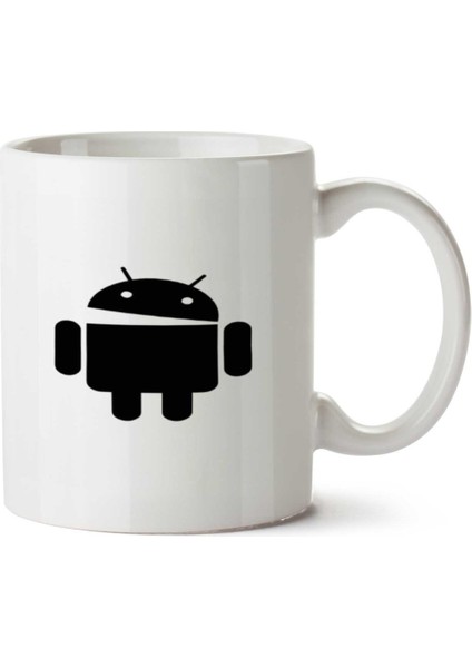 Android Erkek Adam Iki Tarafı Baskılı Kupa Bardak