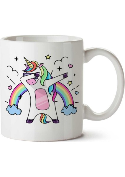 Unicorn Gökkuşağı Iki Tarafı Baskılı Kupa Bardak