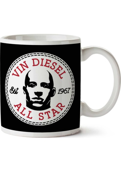 Vin Diesel All Star Converse Logo Iki Tarafı Baskılı Kupa Bardak