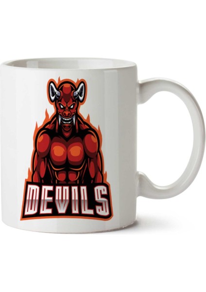 Red Devil Şeytan Iki Tarafı Baskılı Kupa Bardak