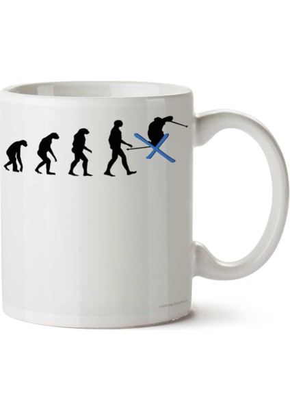 Evolution Ski Kayak Evrimi Iki Tarafı Baskılı Kupa Bardak