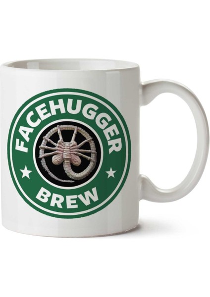 Alien Facehugger Brew Coffee Starbucks Iki Tarafı Baskılı Kupa Bardak