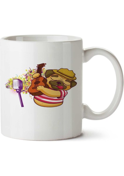 Pug Artista Iki Tarafı Baskılı Kupa Bardak