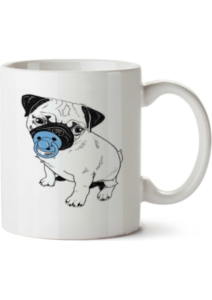 Pug Yavru Iki Tarafı Baskılı Kupa Bardak