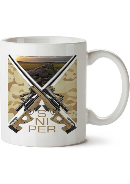 Sniper Desert Iki Tarafı Baskılı Kupa Bardak