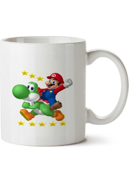Mario Star Iki Tarafı Baskılı Kupa Bardak