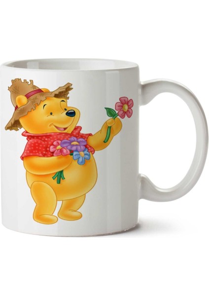 Winnie The Pooh Çiçek Iki Tarafı Baskılı Kupa Bardak