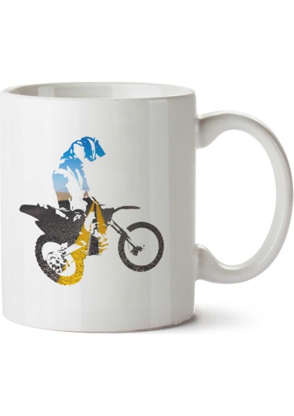 Motocross Iki Tarafı Baskılı Kupa Bardak