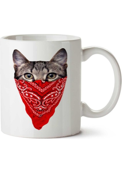 Terörist Kedi Iki Tarafı Baskılı Kupa Bardak
