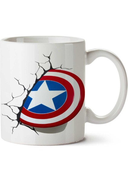Captain America Shield Hulk Iron Man Iki Tarafı Baskılı Kupa Bardak