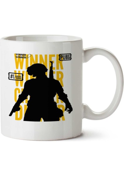 Masculına Branca Pubg Iki Tarafı Baskılı Kupa Bardak