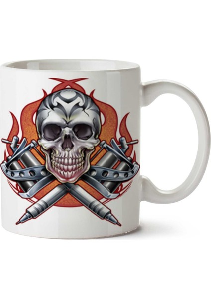 Skull-Tattoo-Png-Image Kurukafa Iki Tarafı Baskılı Kupa Bardak