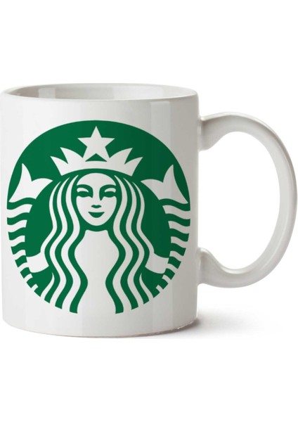 Starbucks Logo Coffee Iki Tarafı Baskılı Kupa Bardak