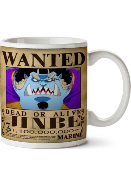 Wanted Jinbe B Anime Aranıyor Iki Tarafı Baskılı Kupa Bardak