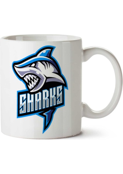 Shark Köpek Balığı Iki Tarafı Baskılı Kupa Bardak