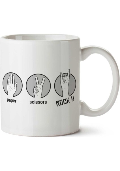 Paper Scissors Rock Kağıt Makas Iki Tarafı Baskılı Kupa Bardak